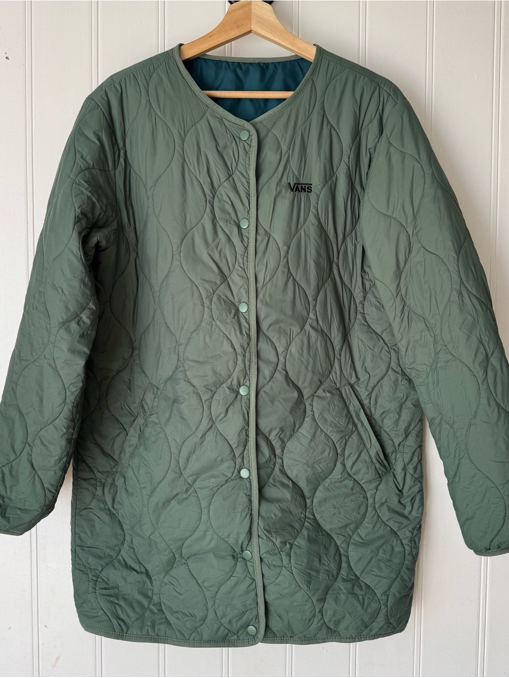 Vans Reversible Quilted Snap Jacket Sage Green Teal Men’s M/L
